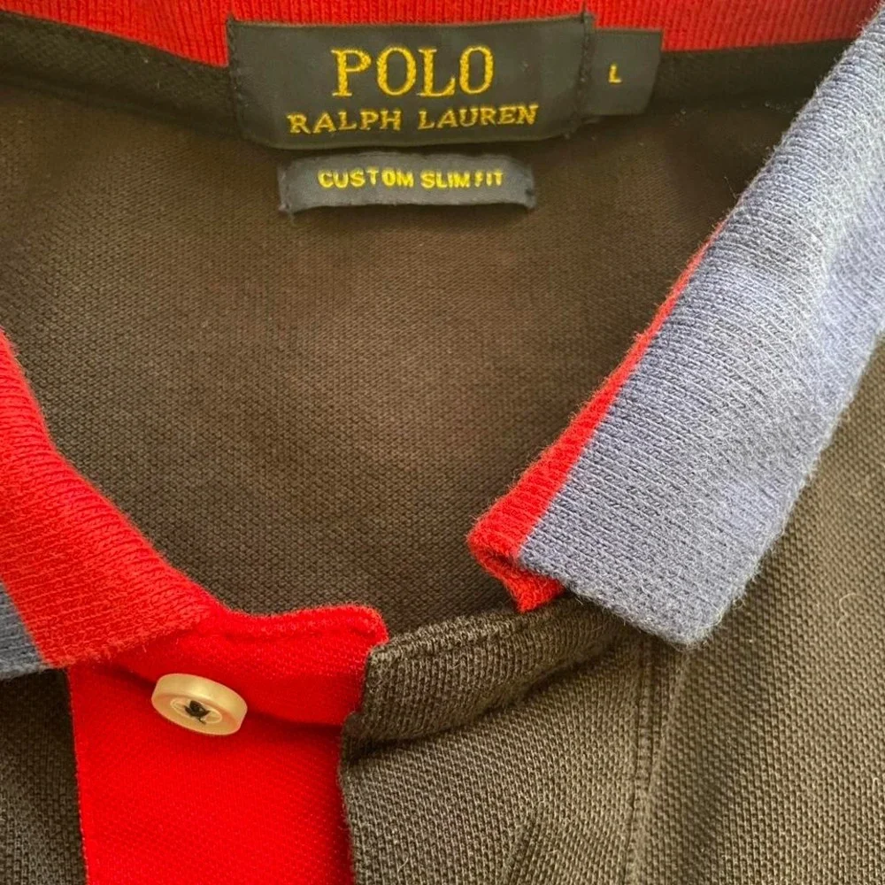 Black polo red collar shirt size L by Polo Ralph Lauren - Picture 6 of 7